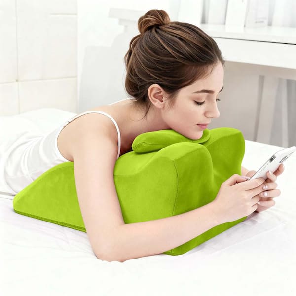 Wedge Pillow Ergonomic Spinal Posture Multi-Functional Prone Pillow, Reading Pillow, Adjustable Pillow Wedge, Green