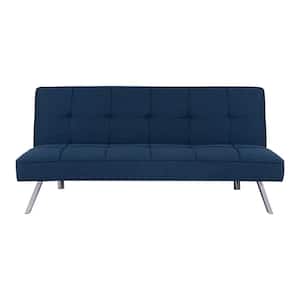 Blue Modern Futon Sofa Bed - Convertible Futon with Linen Fabric for Premium Comfort, Stylish & Durable.