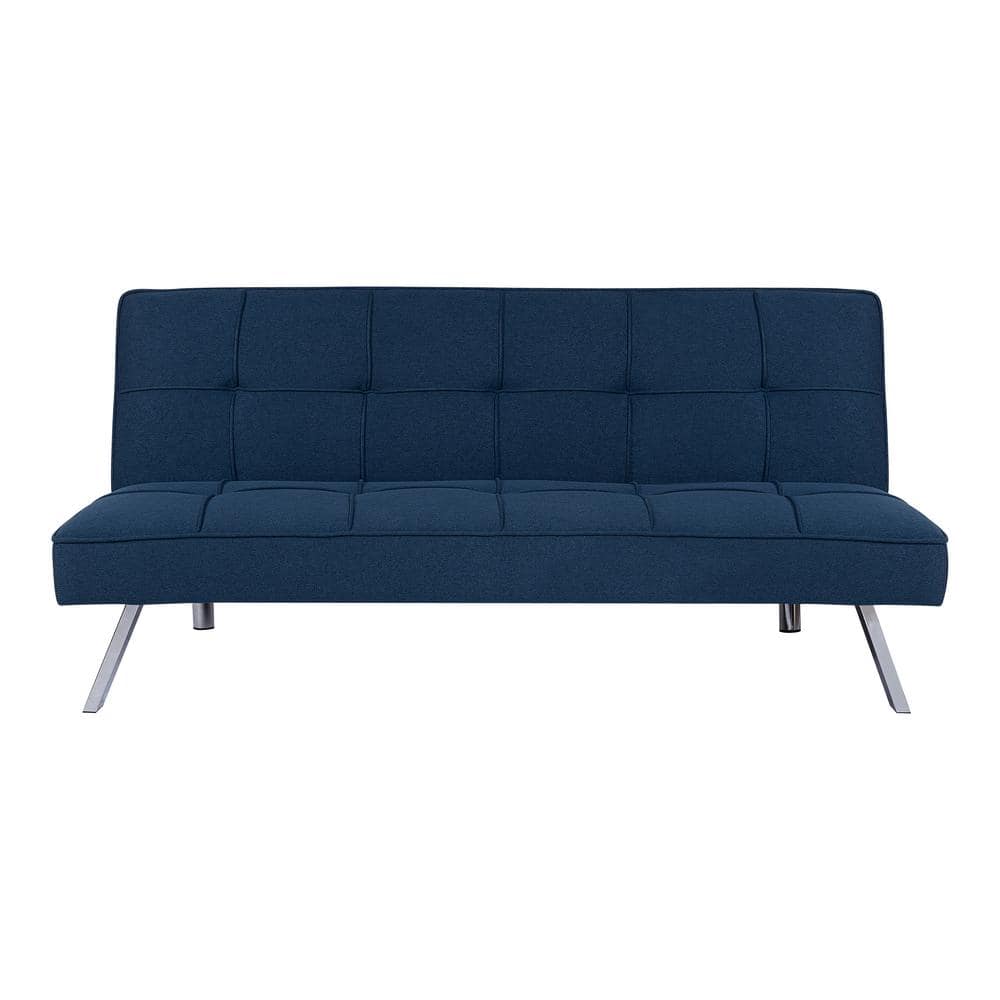 MAYKOOSH Navy Blue Modern Futon Sofa Bed Convertible Futon with Linen