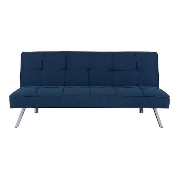 MAYKOOSH Navy Blue Modern Futon Sofa Bed - Convertible Futon with Linen Fabric for Premium Comfort, Stylish & Durable.