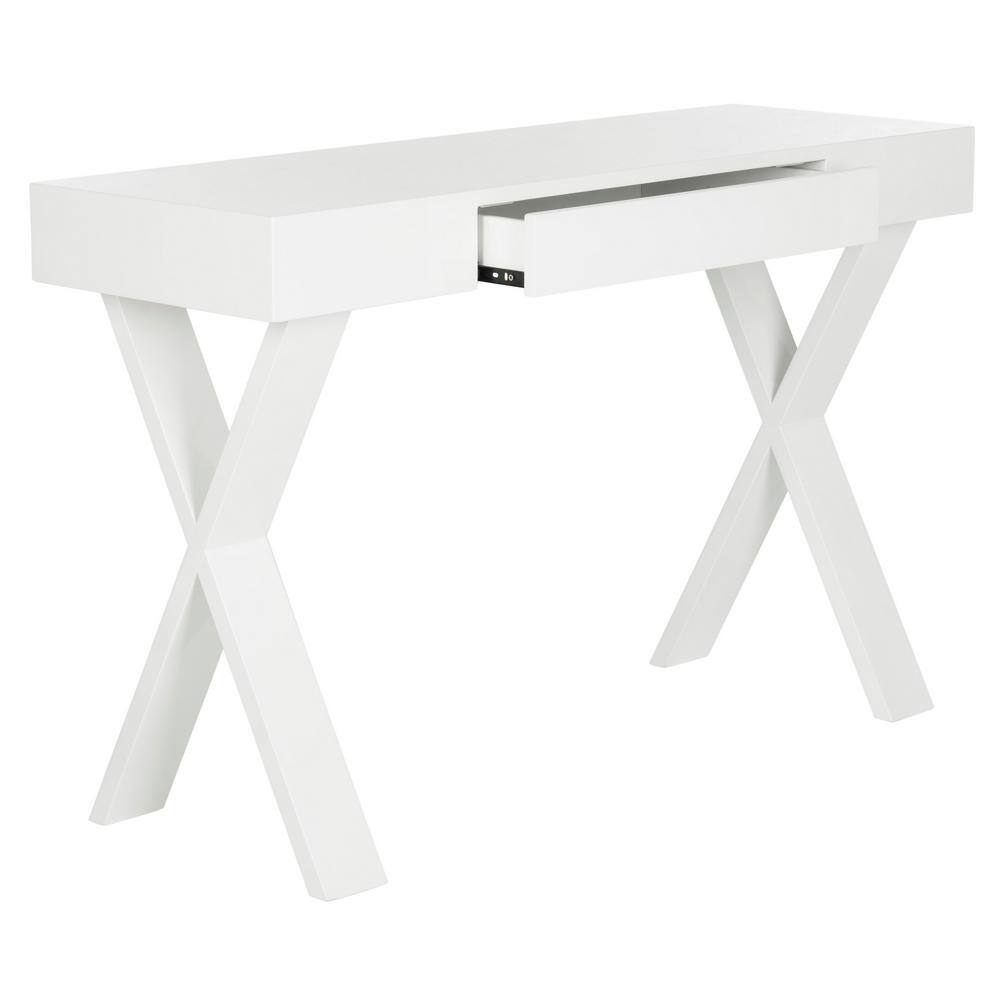 White Lacquer One Drawer Vanity Desk
