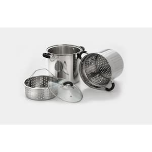 ANGELES HOME 4.2 qt. Stainless Steel Stock Pot in Silver with 2 qt. Steamer  Insert and Lid M52-8KC607 - The Home Depot