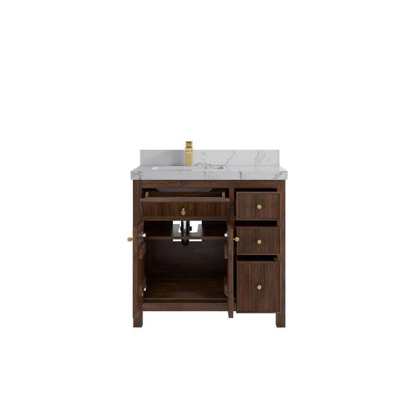 Willow Collections Sonoma Teak 36 in. Left Offset Sink