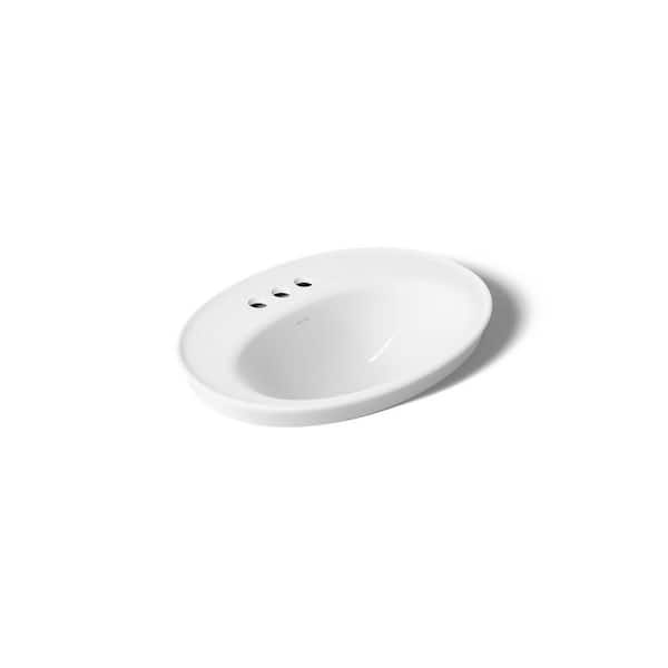 Serif 22-1/4 in. Drop-In Vitreous China Bathroom Sink in White with Overflow Drain
