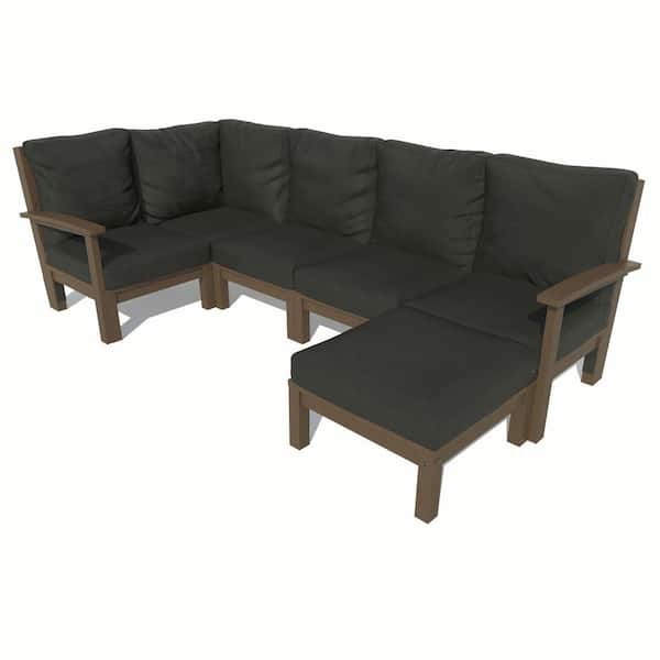 Highwood Bespoke Deep Seating 6-Piece Plastic Outdoor Sectional Set with Ottoman and with Cushions