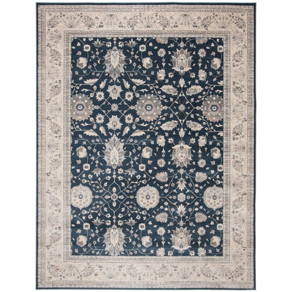 UPC 889048641624 product image for Vintage 8 ft. x 10 ft. Dark Blue/Beige Ornate Oriental Border Area Rug | upcitemdb.com