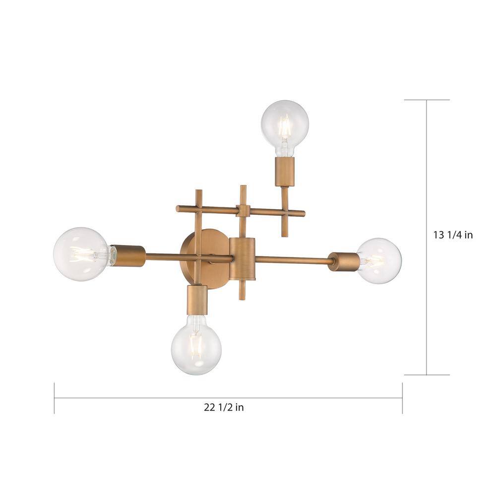 Delphi Geometric 4-Light Vanity in Aged Gold and Black Finish