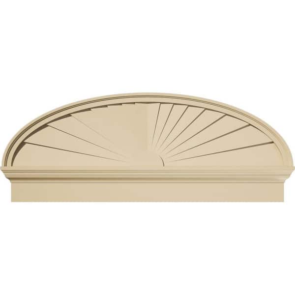 Ekena Millwork 46-in W x 18-3/8-in H x 2-3/4-in P Elliptical Sunburst Signature Urethane Combination Pediment, Primed Tan