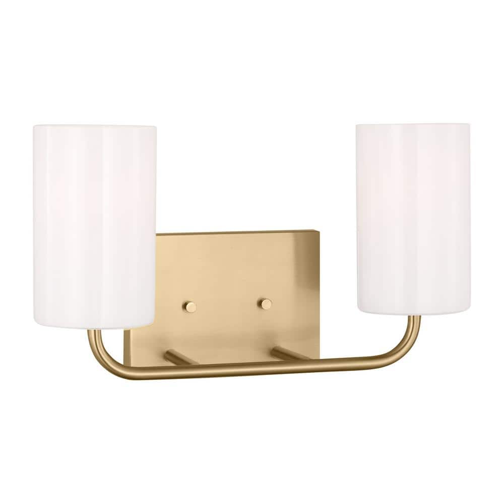Grant Park Medium 15 in. 2-Light Satin Bronze Vanity Light with Clear White Glass Shades price history on PriceWatchPro