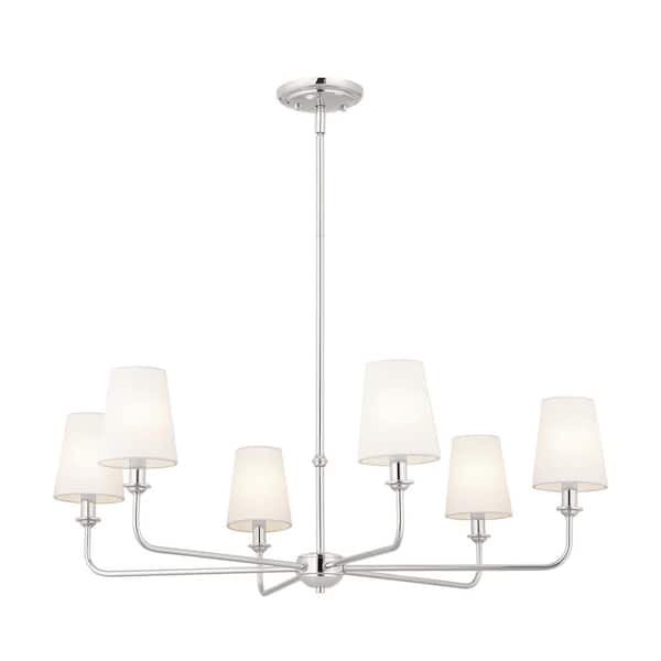 KICHLER Pallas 32.25 in. 6-Light Polished Nickel Traditional Shaded Circle Chandelier for Dining Room