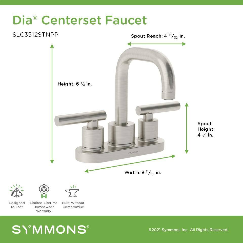 Dia Satin Nickel 4-inch Centerset Two-Handle Bathroom Faucet