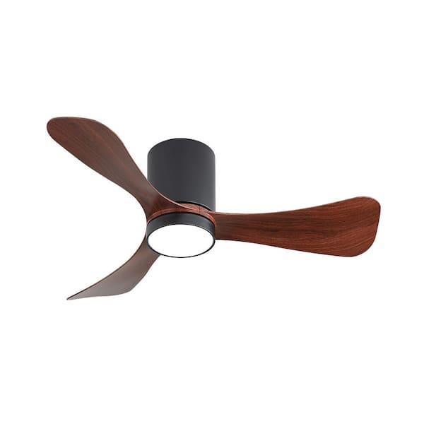42 in. (3.5 ft. ) Indoor Flush Mount Ceiling Fan with Integrated LED and Remote, Black