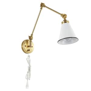 Gold and White Vintage Adjustable Swing Arm Wall Lamp Foldable Wall Light