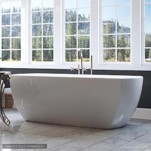 W-I-D-E Series Bloomfield 67 in. Acrylic Freestanding Tub in White, Drain in White