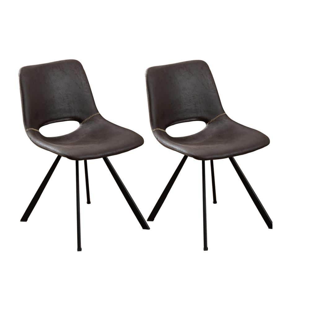 Home Beyond Clermont Black Synthetic Leather Midcentury Dining Accent Chair (Set of 2) UC14BLK