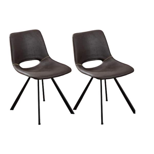 Home Beyond Clermont Black Synthetic Leather Midcentury Dining Accent Chair (Set of 2)