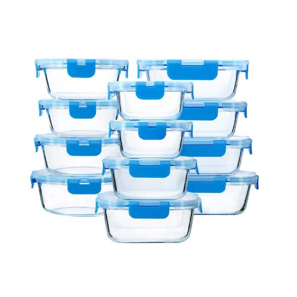JoyFul 24 Piece Glass Food Storage Containers Set with Airtight