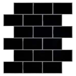 Subway Black 12 in. x 12 in. Vinyl Peel and Stick Tile Backsplash Self adhesive Tile(8.4/sq.ft./pack)
