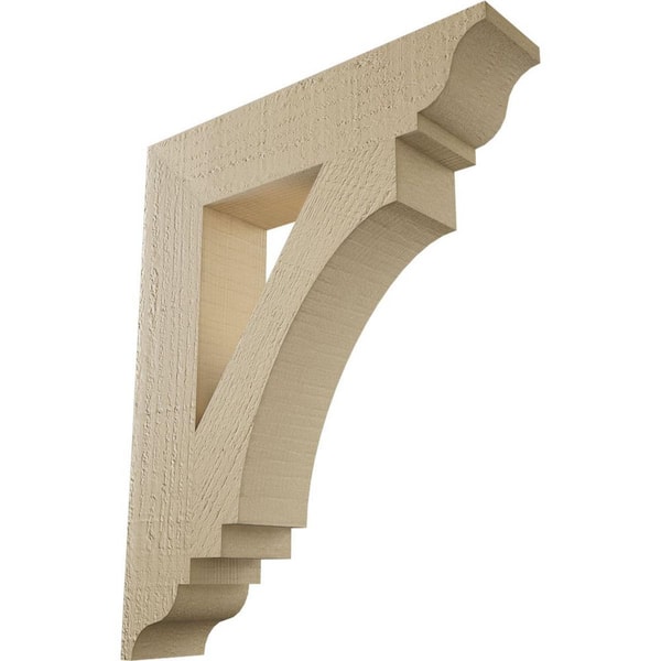 Ekena Millwork 3.5 in. x 20 in. x 16 in. Imperial Traditional Rough Cedar Woodgrain Timberthane Polyurethane Bracket, Primed Tan