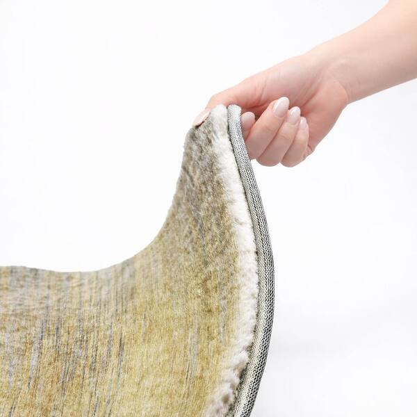Dream Shag Premium Machine Washable Abstract ADS793 Gold 3 ft. x 4 ft. Area Rug