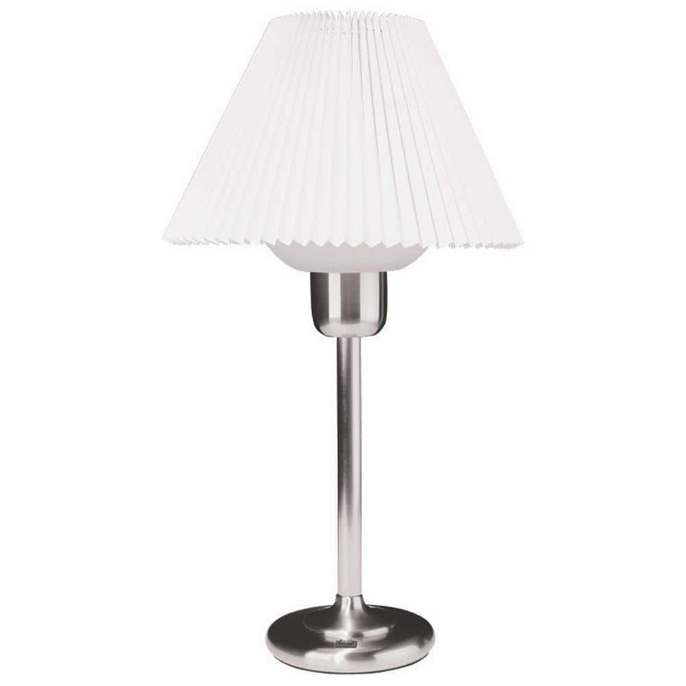 25 in. H 1-Light Satin Chrome Table Lamp with Fabric Shade