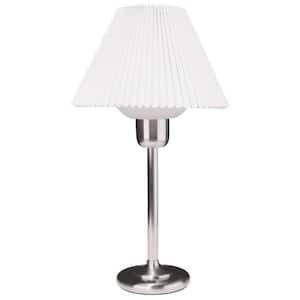 25 in. H 1-Light Satin Chrome Table Lamp with Fabric Shade
