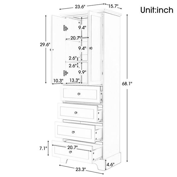 家具 cabinet Bush Home Soho Tall Storage Cabinet with Doors