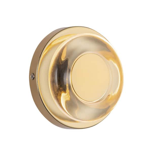 Stephord 4-in 1 Light 6-Watt Metallic Brass/Clear Glass Integrated LED Wall Sconce