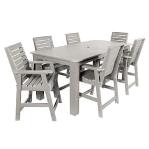 Weatherley Harbor Gray Counter Height Plastic Outdoor Dining Set in Harbor Gray Set of 6