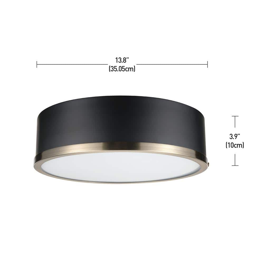 Selina 14" Matte Black Modern Flush Mount with Frosted Glass Shade