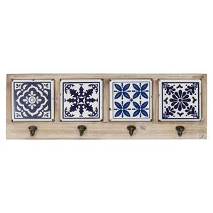 Blue and White Accent Tile Coat Rack