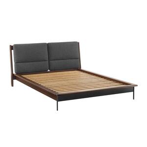 Park Avenue Reddish Brown Wood King Bed with Fabric