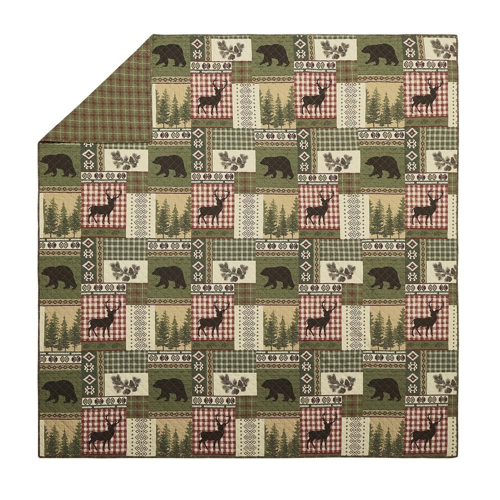 Rustic Twin Black Cotton Reversible Quilt Set