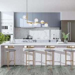 Herculaneum 6-Light Brass Modern Linear Glass Bubble Kitchen Island Pendant with Clear Glass Globe for Dining Room