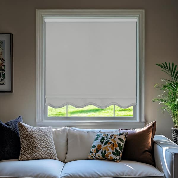 Fringe Gray Solid Cordless Blackout Privacy Vinyl Roller Shade 15.25 in. W x 64 in. L