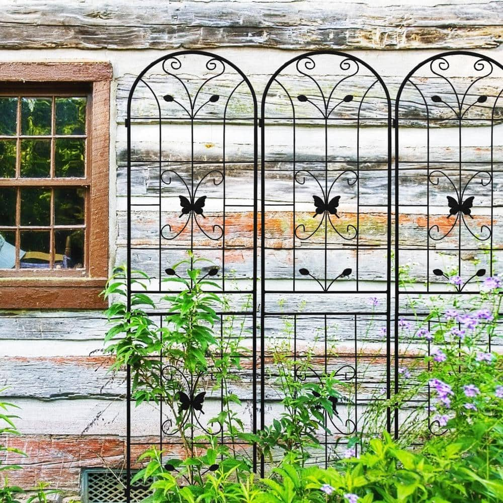 Zeus & Ruta 86 .7 In. H Iron 2 Pack Metal Garden Trellis Rustproof ...