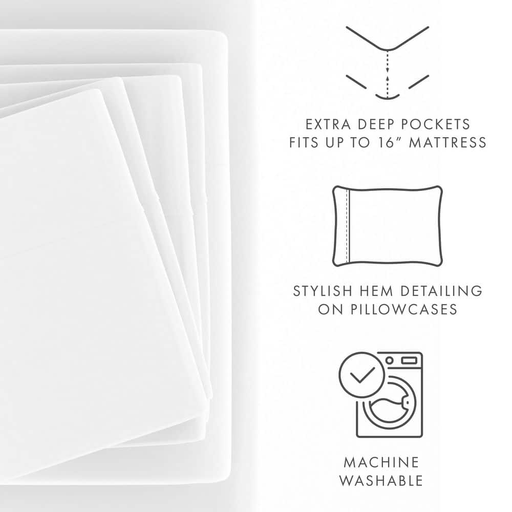 Ultra Soft White Full 6-Piece Microfiber Bed Sheet Set