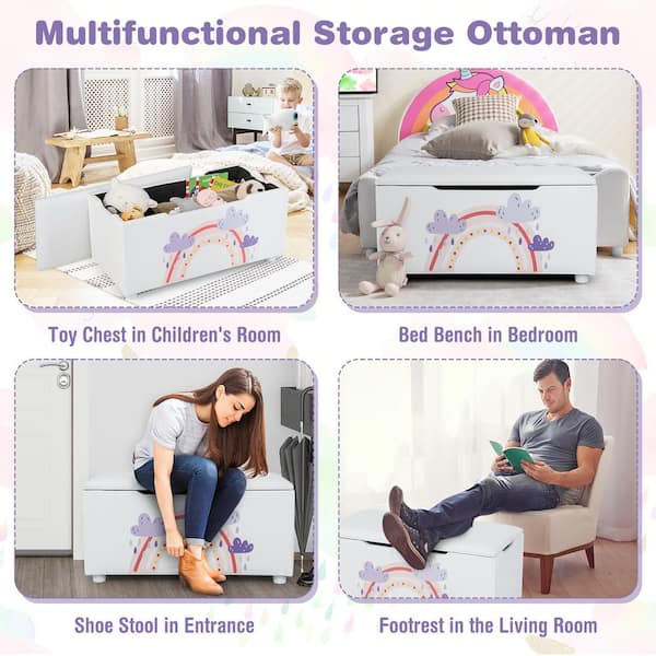 Storage Ottoman Stools Storage Chest Footrest Stool Removable Toy Box  Furniture