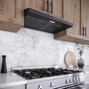 30 in. Cosenza Convertible Undermount Range Hood in Grit Black with Mesh Filters, Push Button Control, LED Light