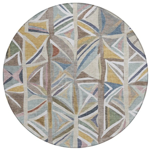 Chantille Machine Washable Indoor/Outdoor Abstract ACN2253 Taupe 8 ft. x 8 ft. Area Rug
