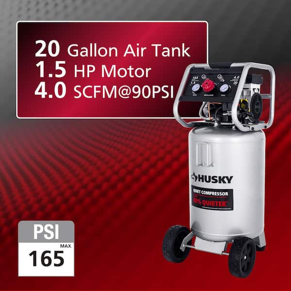 20 Gal.165 PSI Vertical Electric Oil-Free Quiet Auto/Workshop Air Compressor with Dual Gauges and 2-Quick Couplers