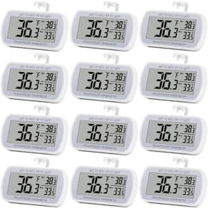 Digital Refrigerator Thermometer Waterproof with Large LCD Max/Min Record Function in White (12-Pack)