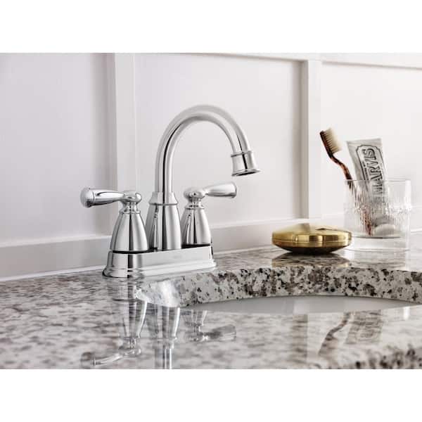 MOEN Banbury 4 in. Centerset Double Handle Bathroom Faucet in