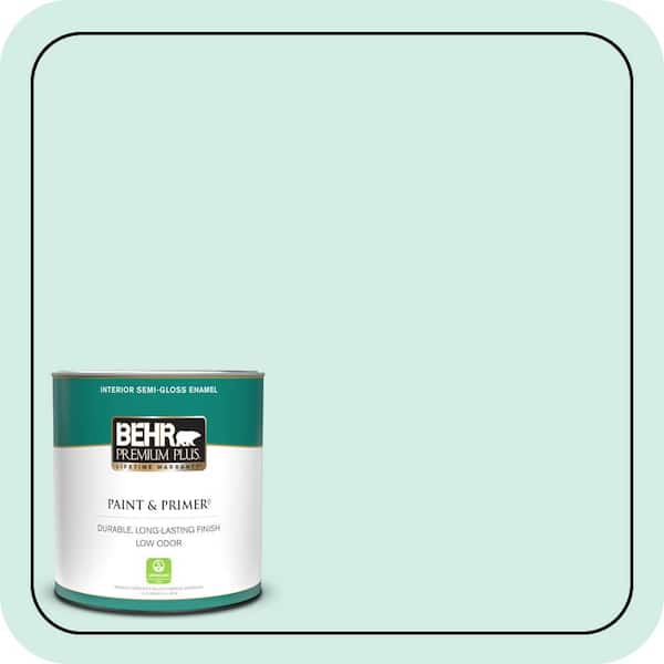 BEHR PREMIUM PLUS 1 qt. #490C-2 Adriatic Mist Semi-Gloss Enamel Low Odor Interior Paint & Primer