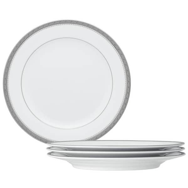 Charlotta Platinum 8.25 in. (Platinum) Porcelain Salad Plates, (Set of 4)