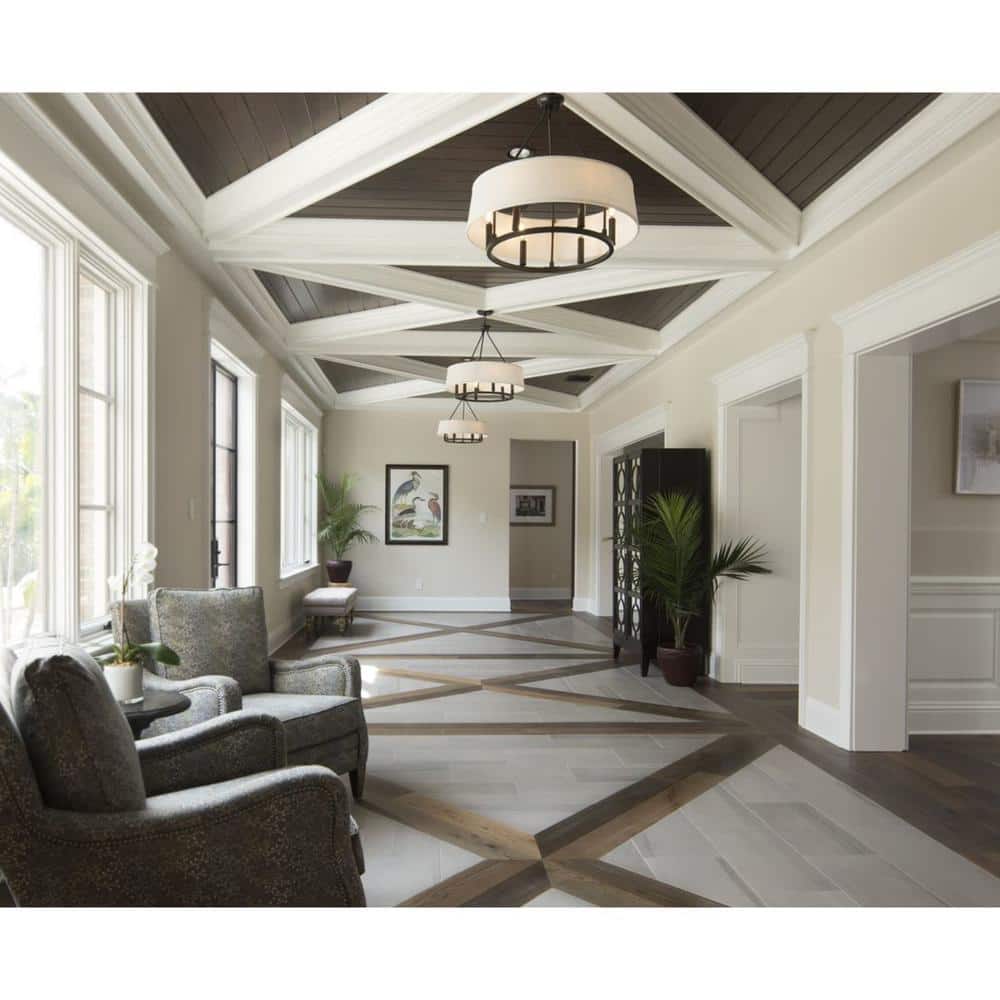Elegant Antique Bronze 6-Light Chandelier with Summer Linen Shade