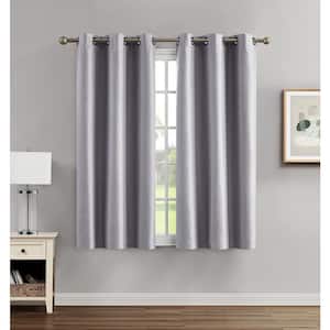 Brea Light Grey Tiebacks Blackout Grommet Curtain - 38 in. W x 63 in. L (2-Panels and 2-Tiebacks)