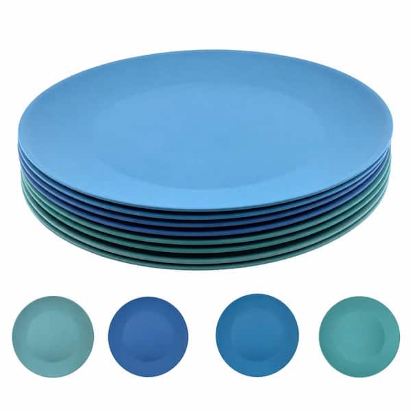 Wheat Straw 10 Inch Multicolor Unbreakable Microwave Safe Reusable Dinner Plates Set of 8 for Special Events