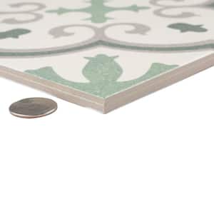 Monteca Green Encaustic 9-3/4 in. x 9-3/4 in. Porcelain Floor and Wall Tile (11.11 sq. ft./Case)