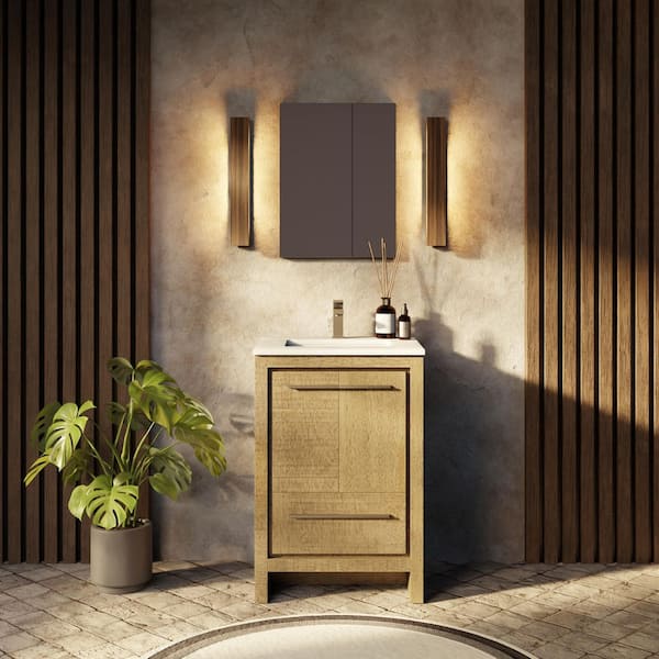 Lexora Lafarre 24 in W x 20 in D Rustic Acacia Bath Vanity, Cultured Marble Top and 18 in Mirror